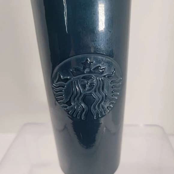 Starbucks‎ Recycled Glass Water Bottle 22oz Blue/Green Iridescent SPAIN - Picture 2 of 6